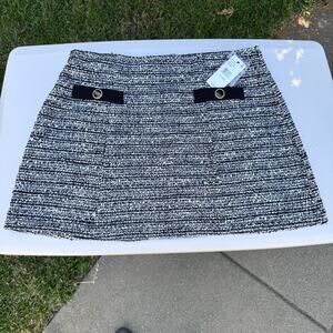 BCX Bouclé Black White Pull-On Mini Pencil Skirt Women's XL